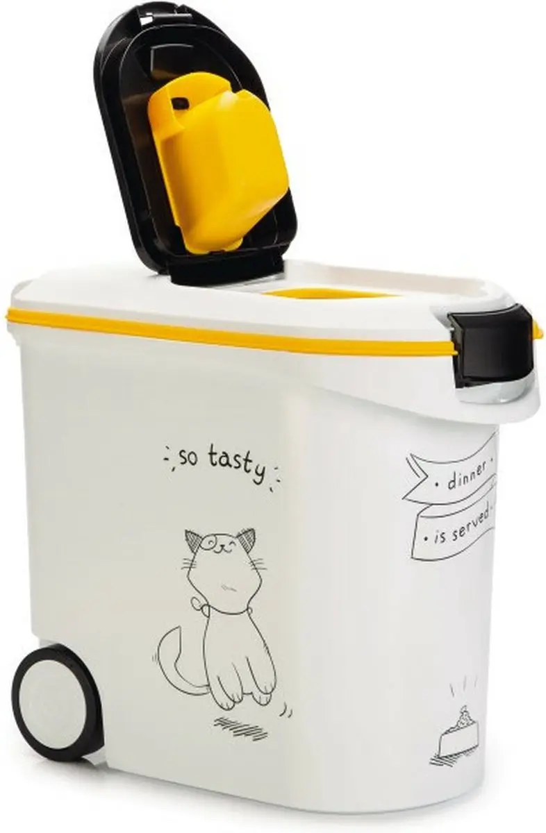 Curver Voedselcontainer Kat 35L - 28x49x43cm - Wit/Zwart/Geel