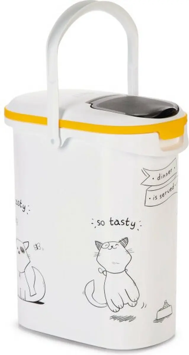 Curver Voedselcontainer Kat 10L - 19x30x35cm - Wit/Geel/Zwart