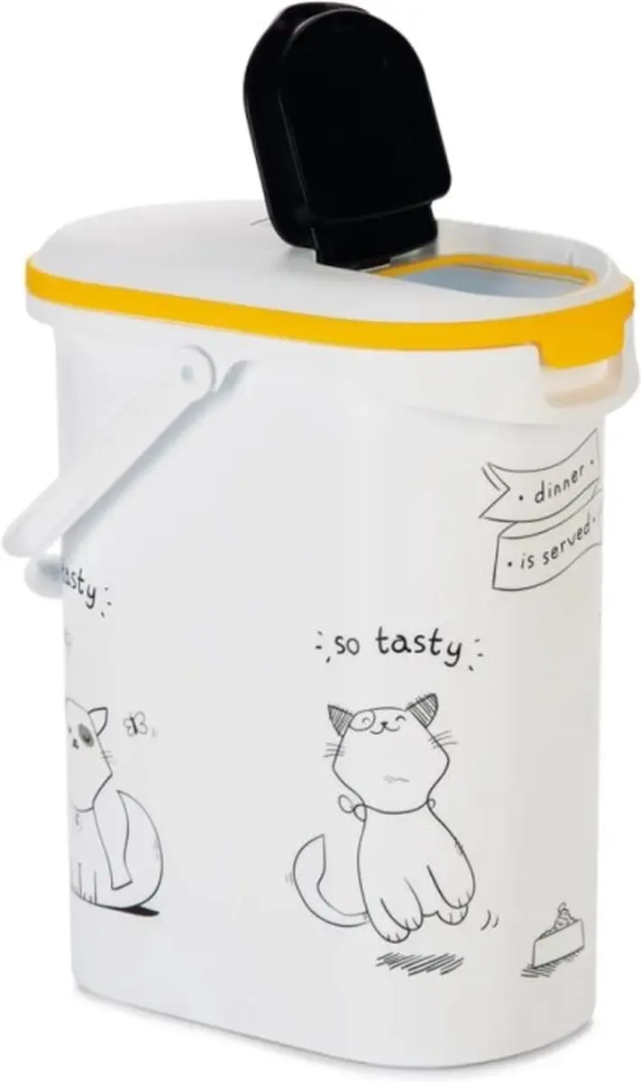 Curver Voedselcontainer Kat 10L - 19x30x35cm - Wit/Geel/Zwart
