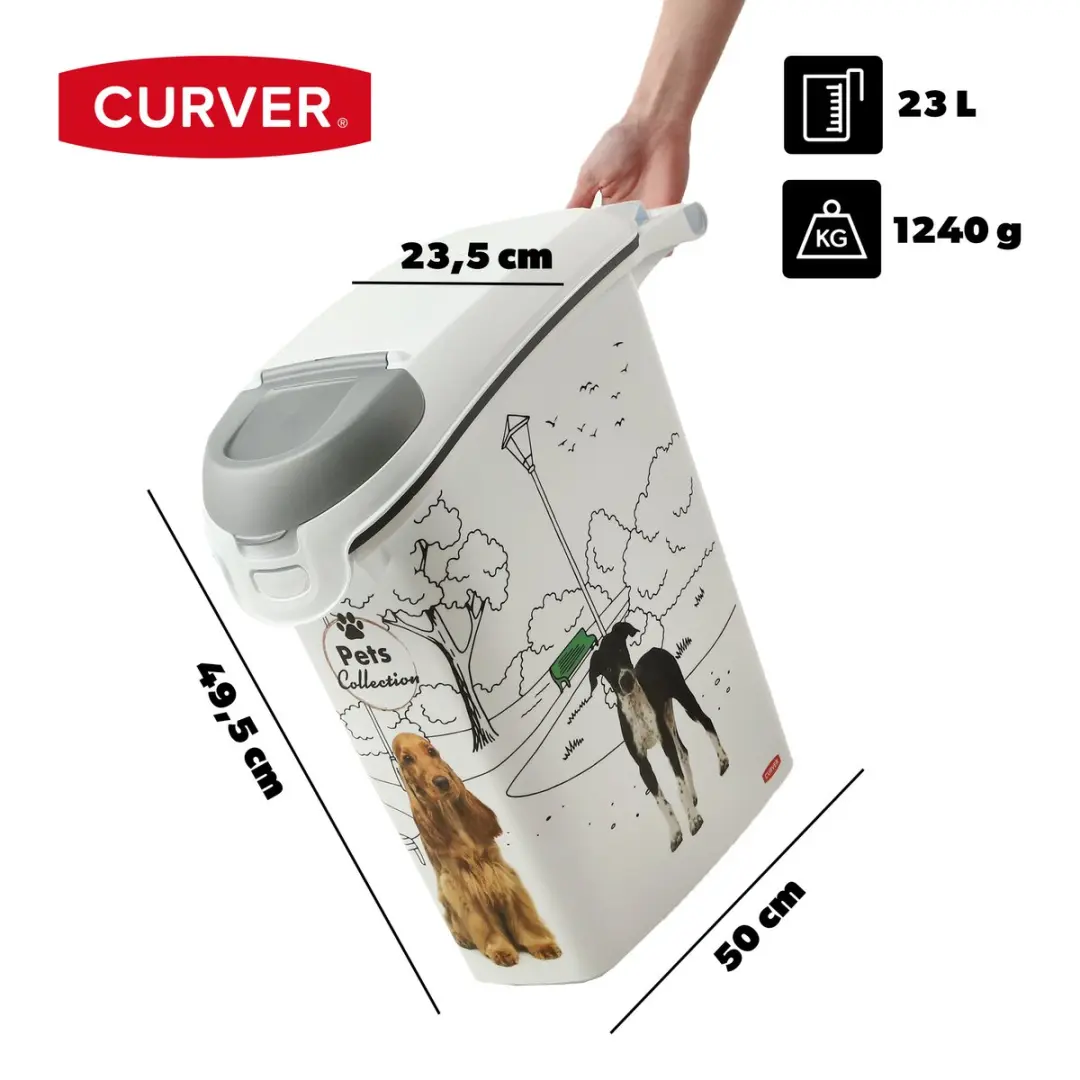 Curver Voedselcontainer Hond 23L - 10kg - Wit/Grijs