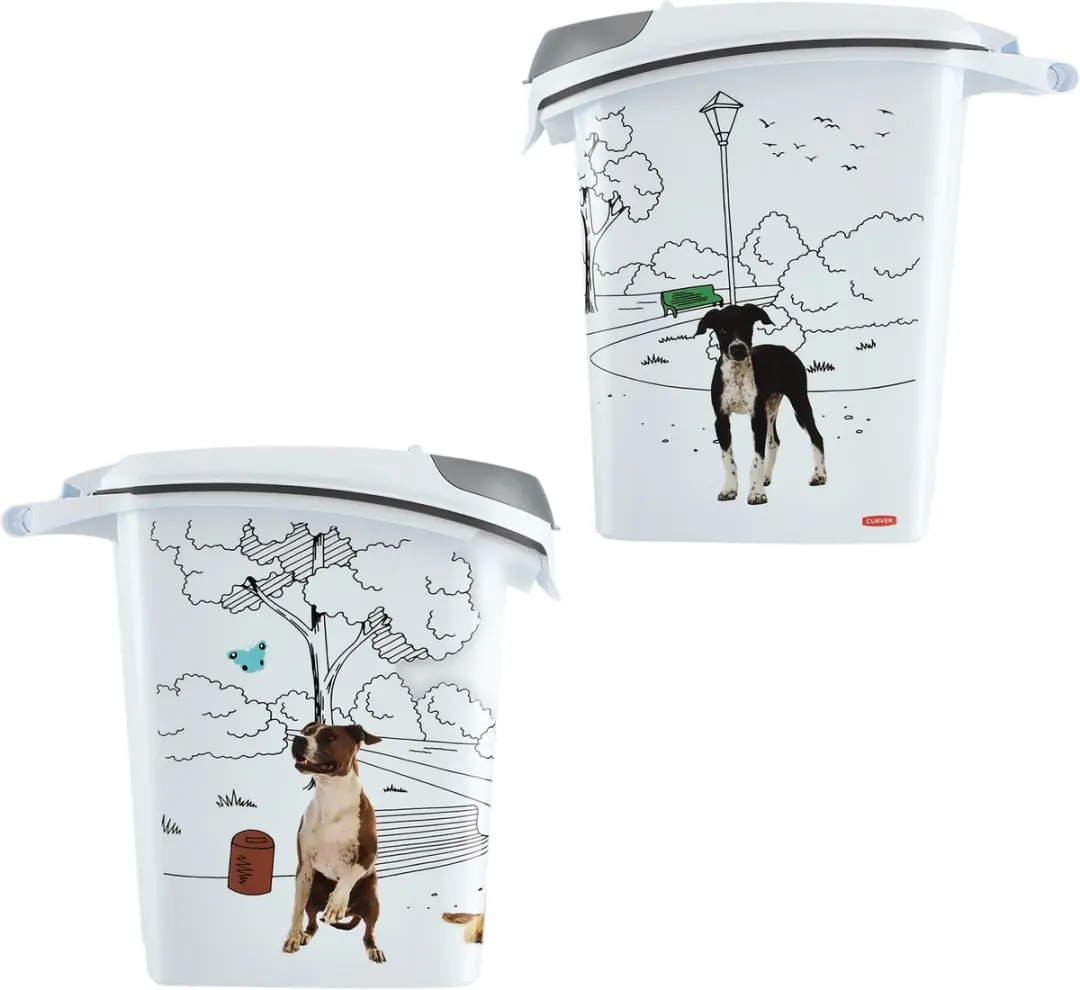 Curver Voedselcontainer Hond 23L - 10kg - Wit/Grijs