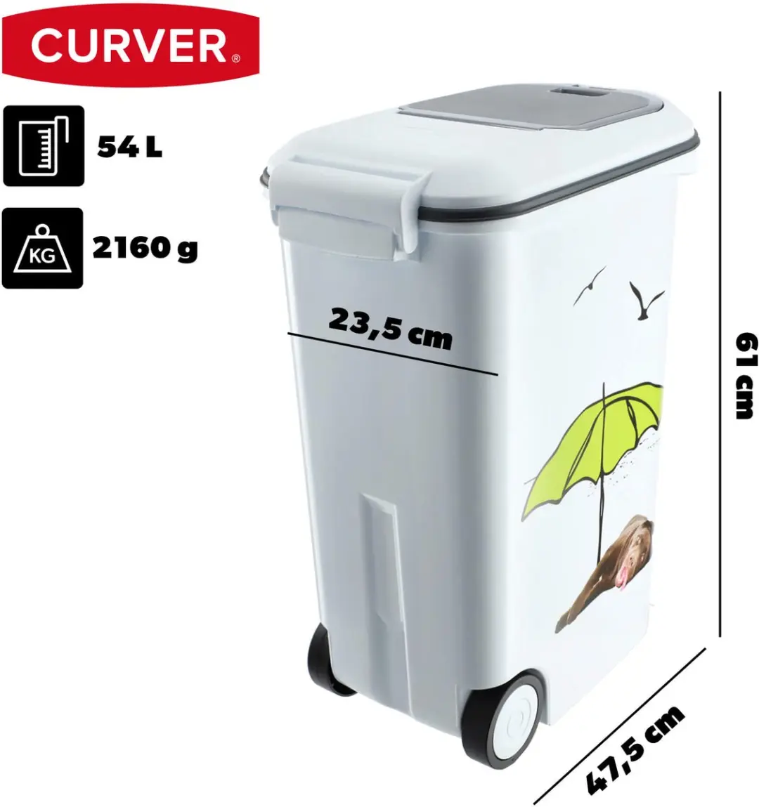 Curver Voedselcontainer Hond 54L - 20KG - Wit/Grijs - afbeelding 6 van 6