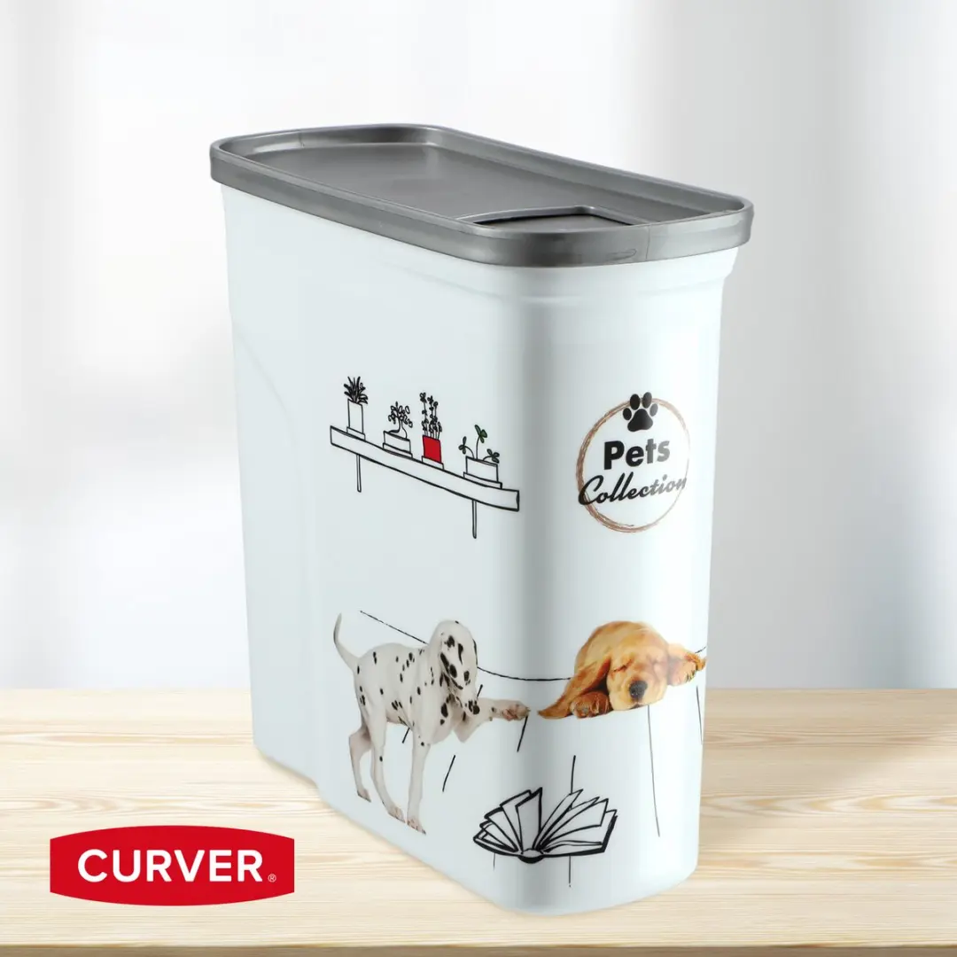 Curver Voedselcontainer Hond 2L - 21x9x20cm - Wit/Grijs
