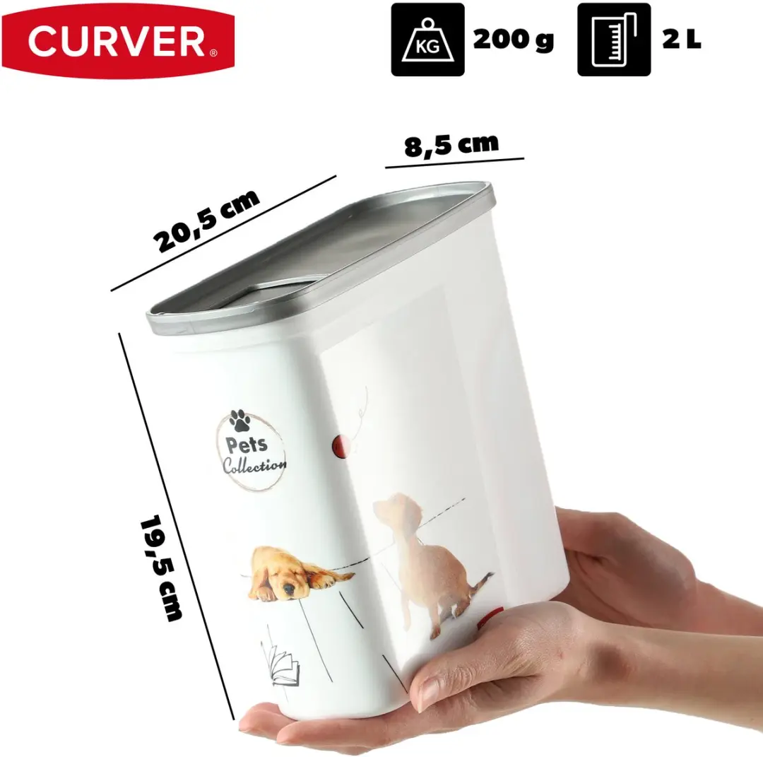 Curver Voedselcontainer Hond 2L - 21x9x20cm - Wit/Grijs