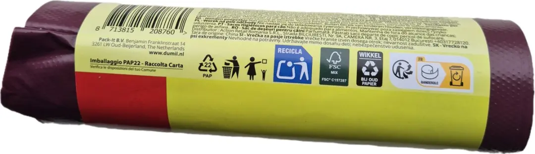 Dumil Hondenpoepzakjes met Handvat 30 Stuks - Paars
