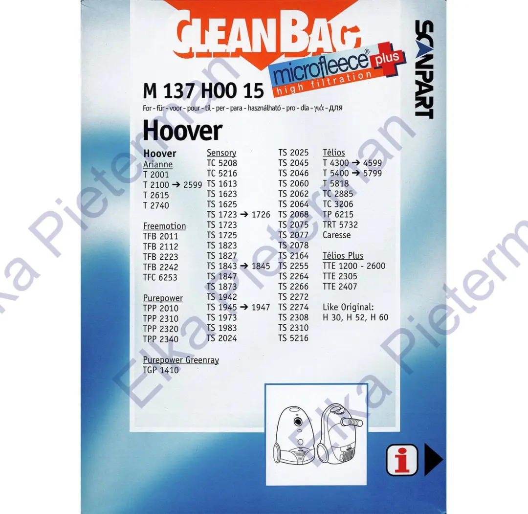 Cleanbag Stofzuigerzakken M 137 HOO - 4 Stuks - Inclusief filter