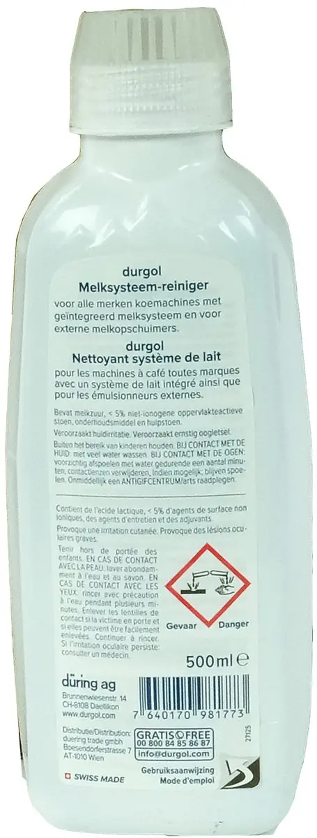 DURGOL Melksysteem Reiniger 500ml - o.a. Espresso/Piston