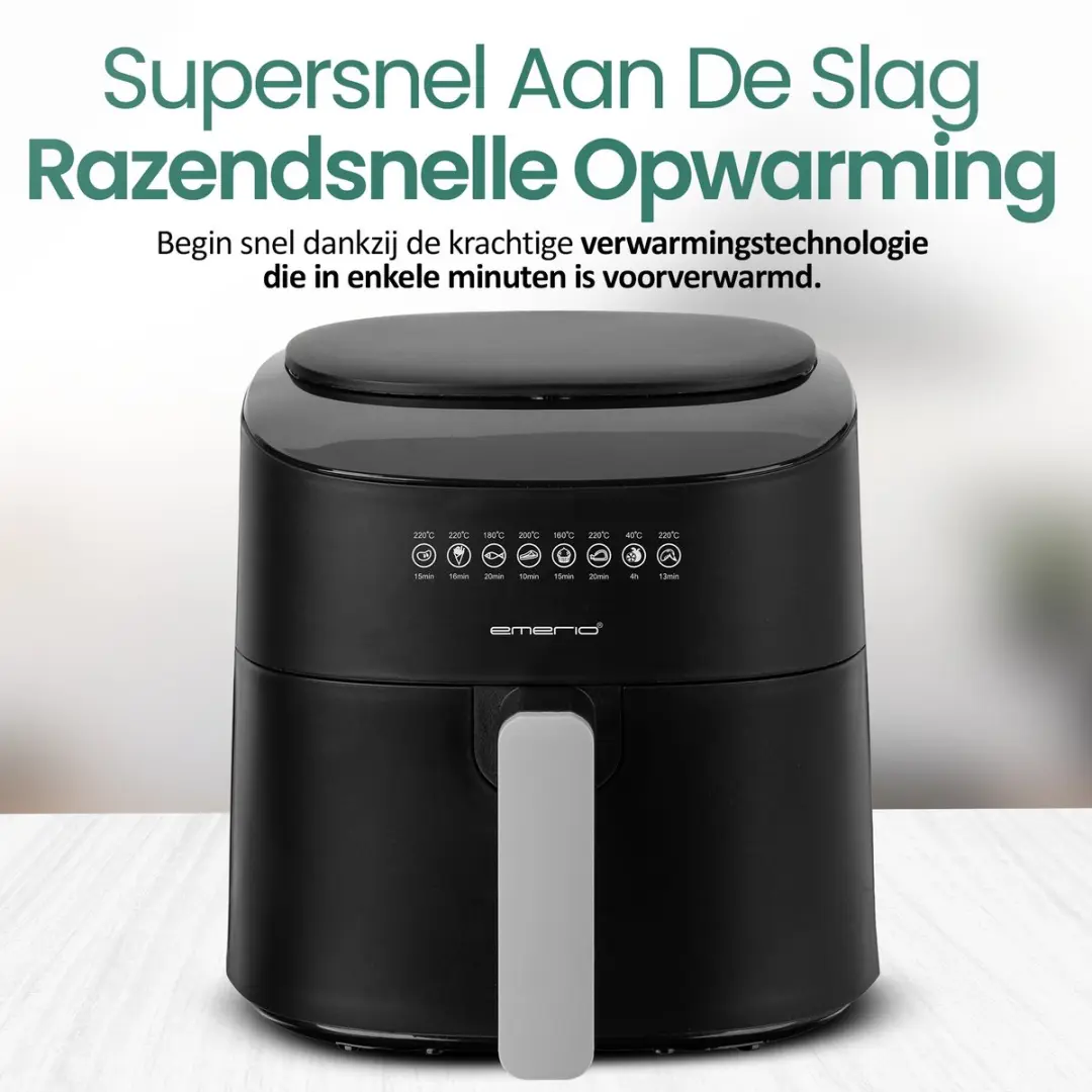 Emerio Airfryer XL AF-129369 1300W - 4,5L - 10 Programma's - Zwart