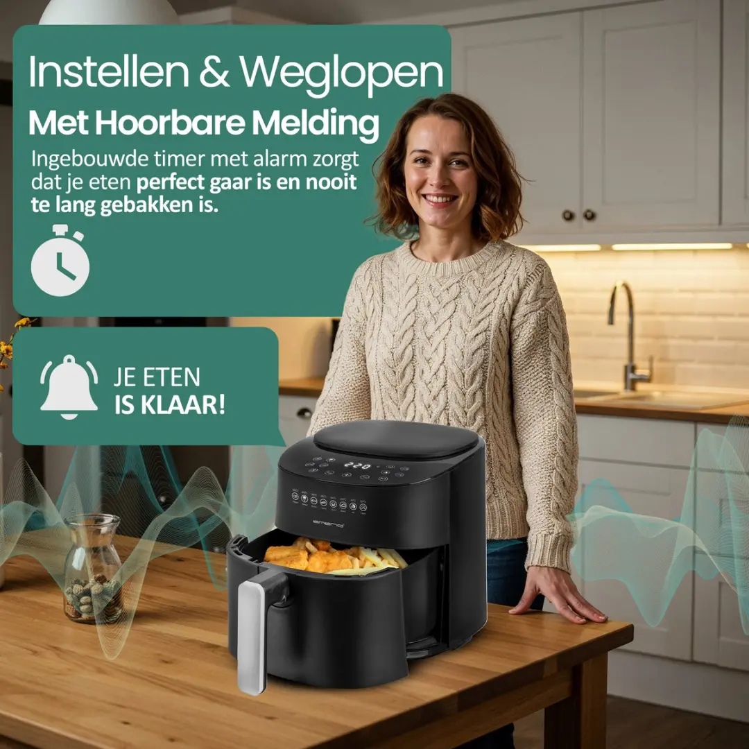Emerio Airfryer XL AF-129369 1300W - 4,5L - 10 Programma's - Zwart