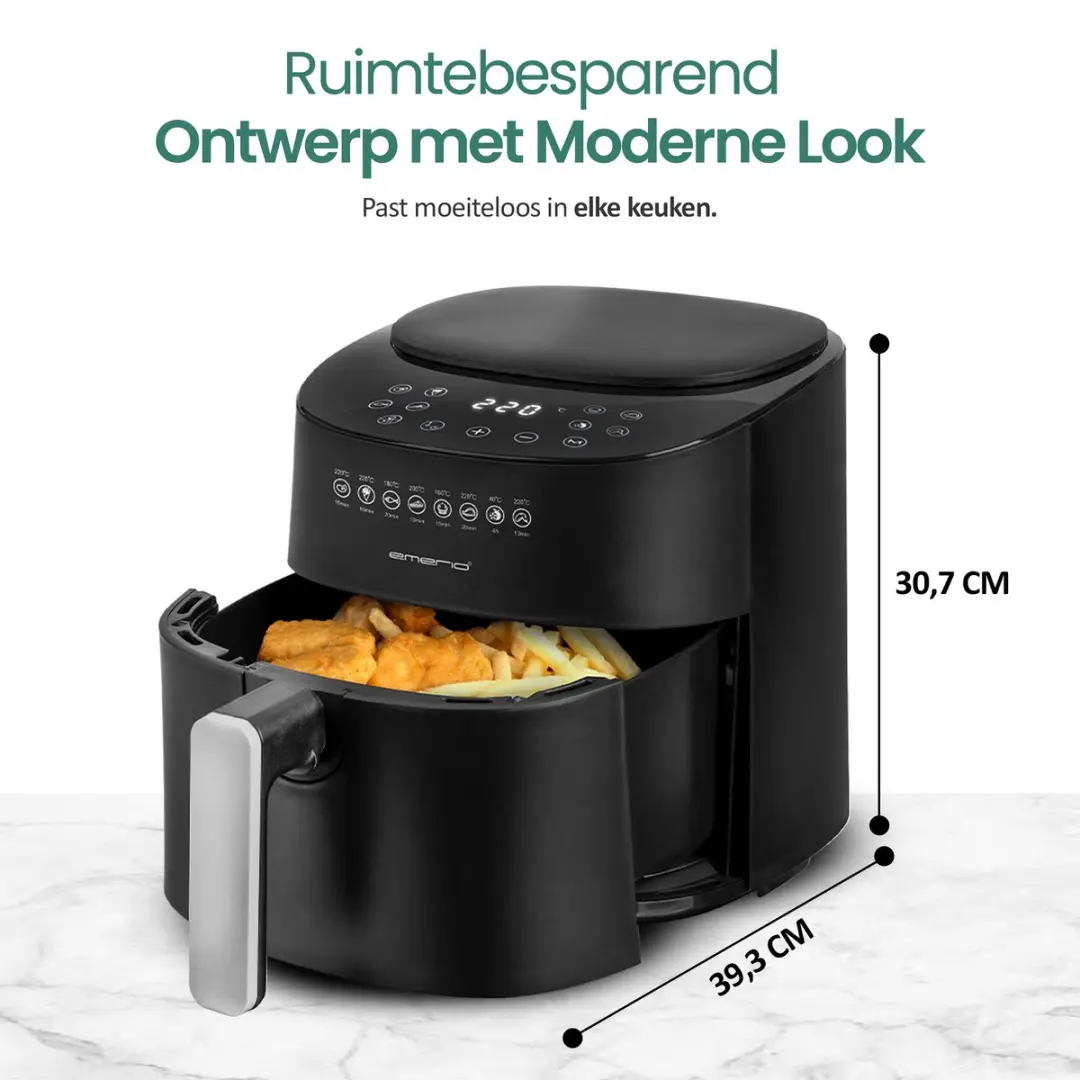 Emerio Airfryer XL AF-129369 1300W - 4,5L - 10 Programma's - Zwart