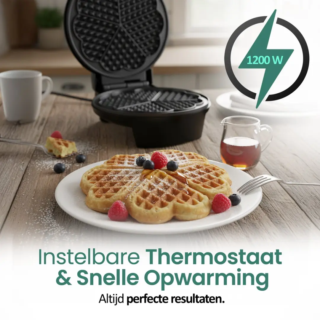 Emerio WM-131149 Hartvormig Wafelijzer 1200W - Zwart