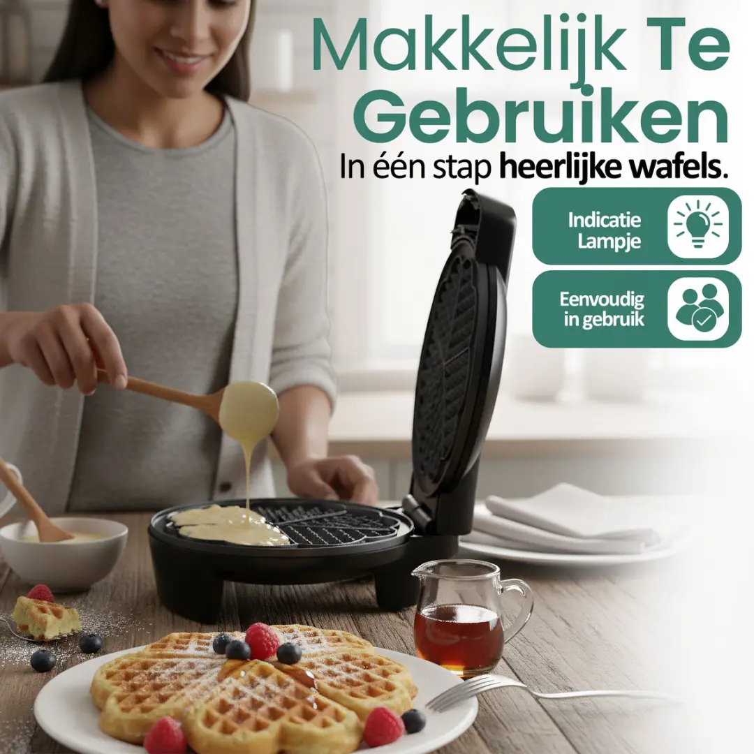 Emerio WM-131149 Hartvormig Wafelijzer 1200W - Zwart