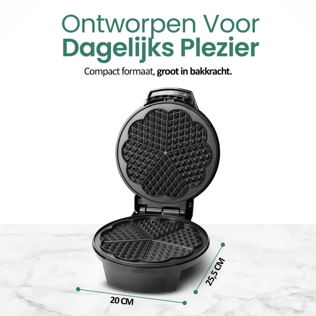 Emerio WM-131149 Hartvormig Wafelijzer 1200W - Zwart