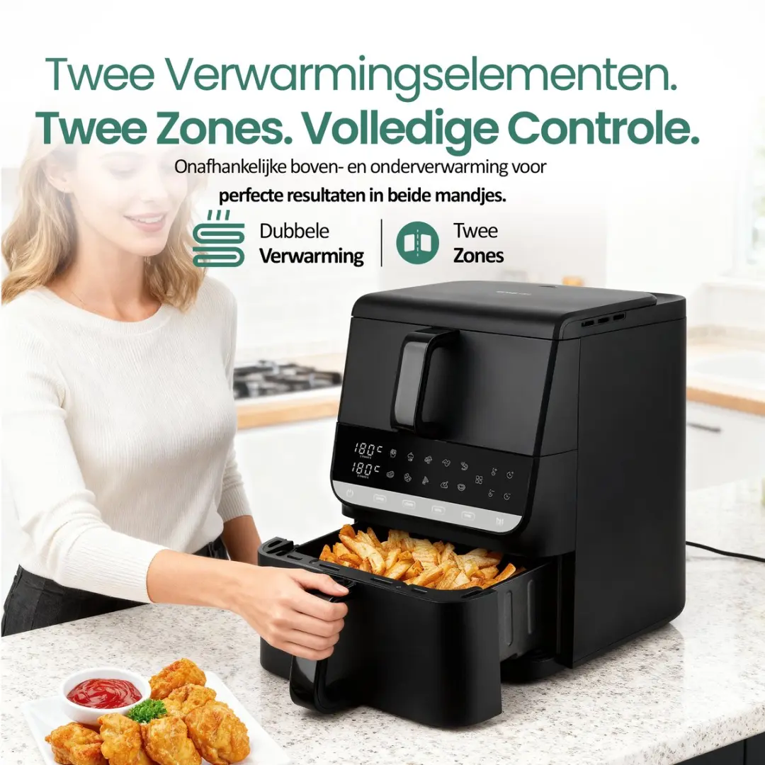 Emerio AF-133542 Heteluchtfriteuse Dual Zone 2500W - 3.5L + 6.5L - Zwart