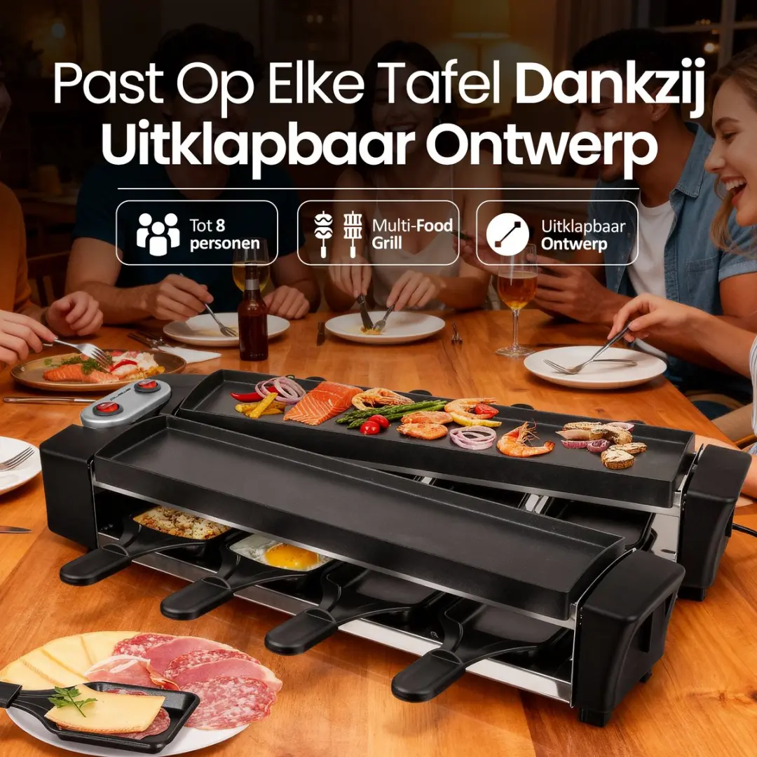 Emerio RG-132098.2 Raclette Grill 1100W - 8 Pannetjes - Zwart
