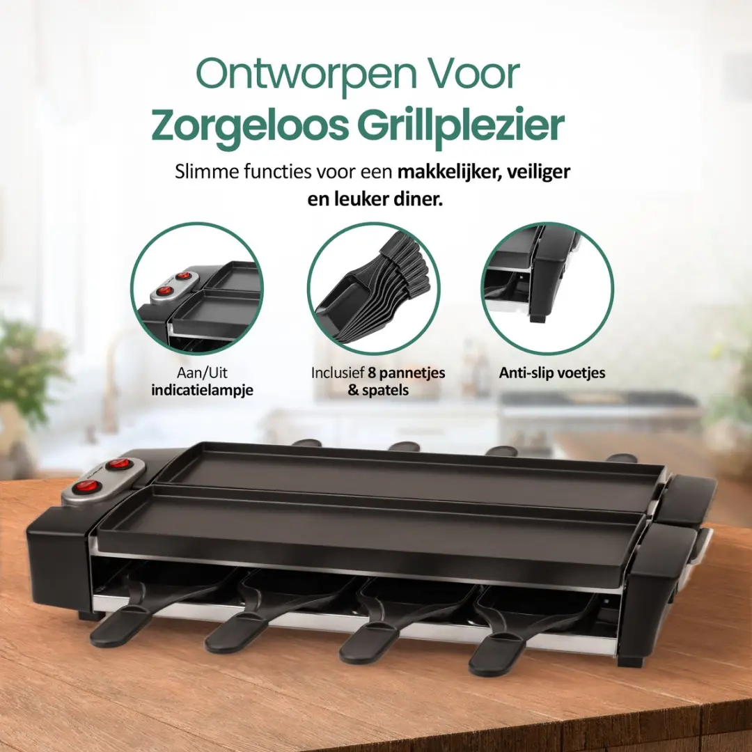 Emerio RG-132098.2 Raclette Grill 1100W - 8 Pannetjes - Zwart