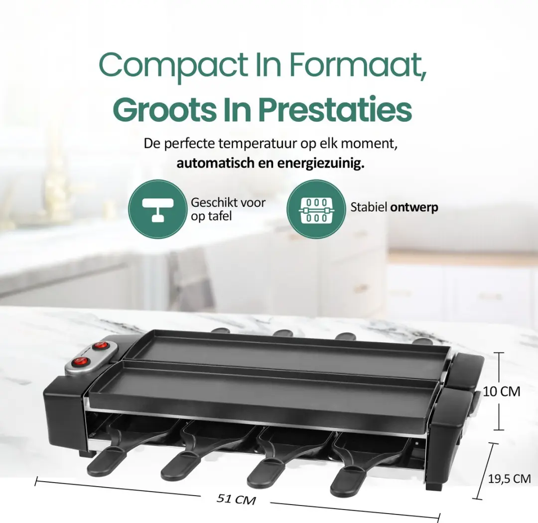 Emerio RG-132098.2 Raclette Grill 1100W - 8 Pannetjes - Zwart