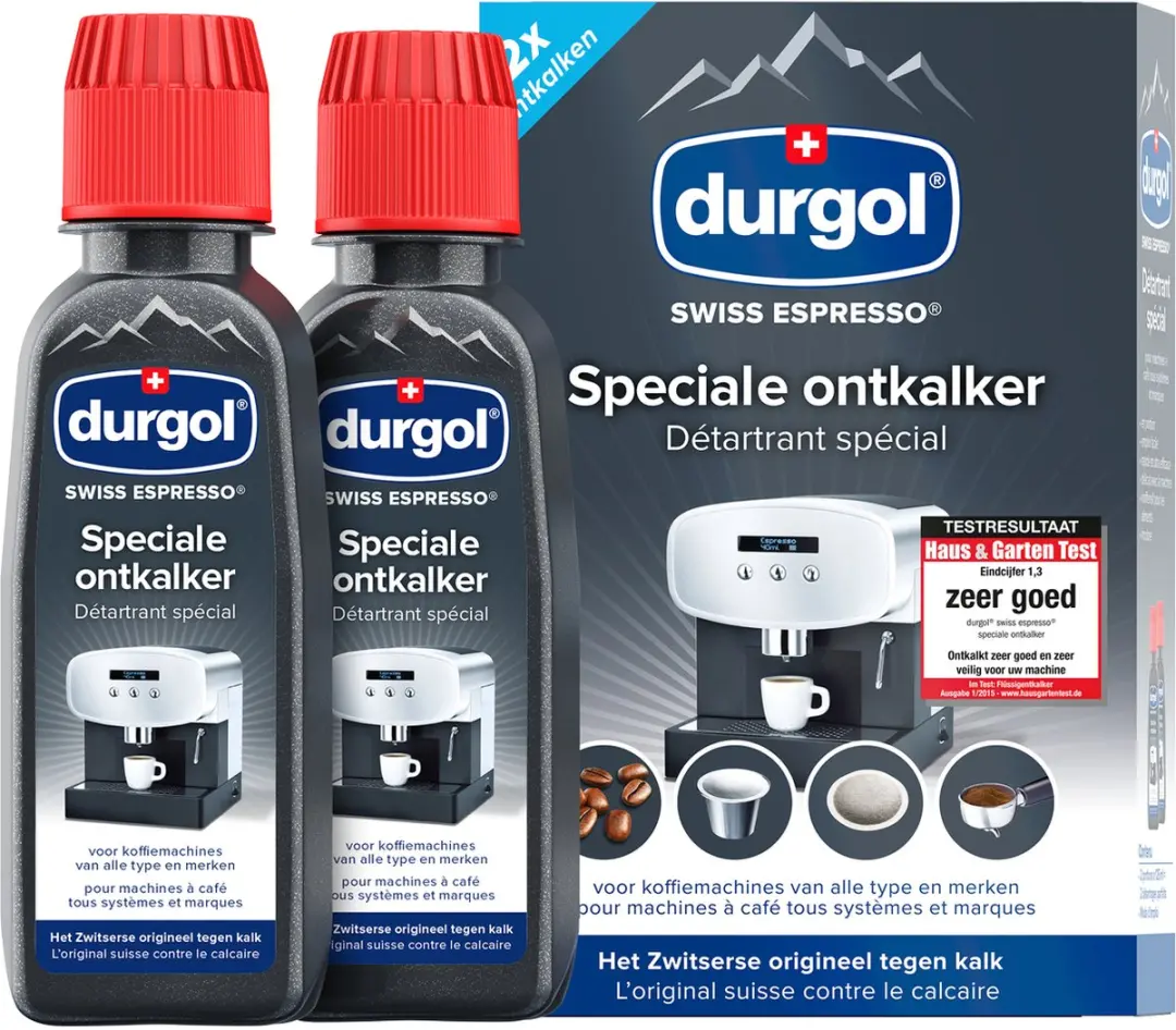 Durgol Swiss Espresso Ontkalker 1250ml - 10x125ml - Rood/Zwart