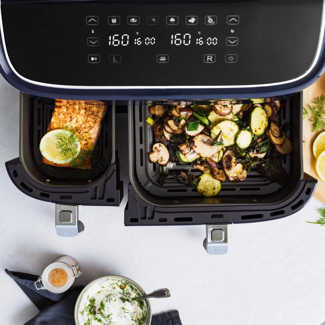 BK Supreme XXXL Airfryer 9L - 2850W - PFAS-vrij - met dubbele mand & grillset