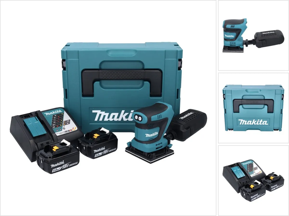 Makita DBO481RTJ Handpalm Vlakschuurmachine 18V - 2x Accu 5.0Ah