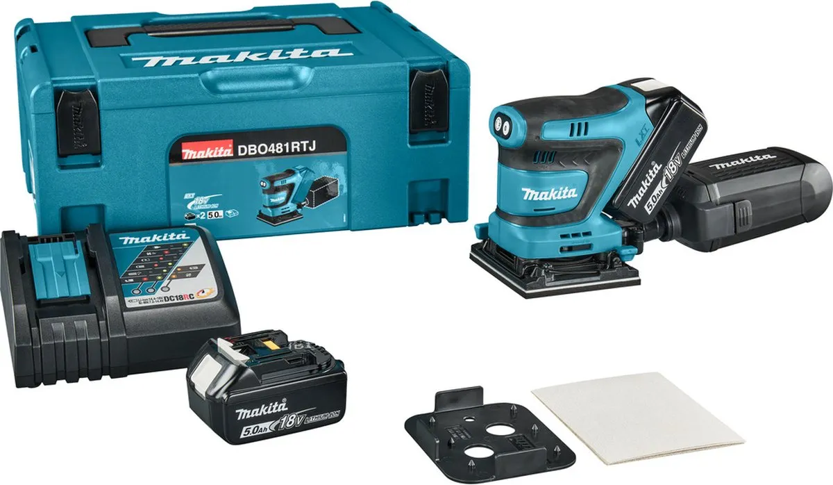 Makita DBO481RTJ Handpalm Vlakschuurmachine 18V