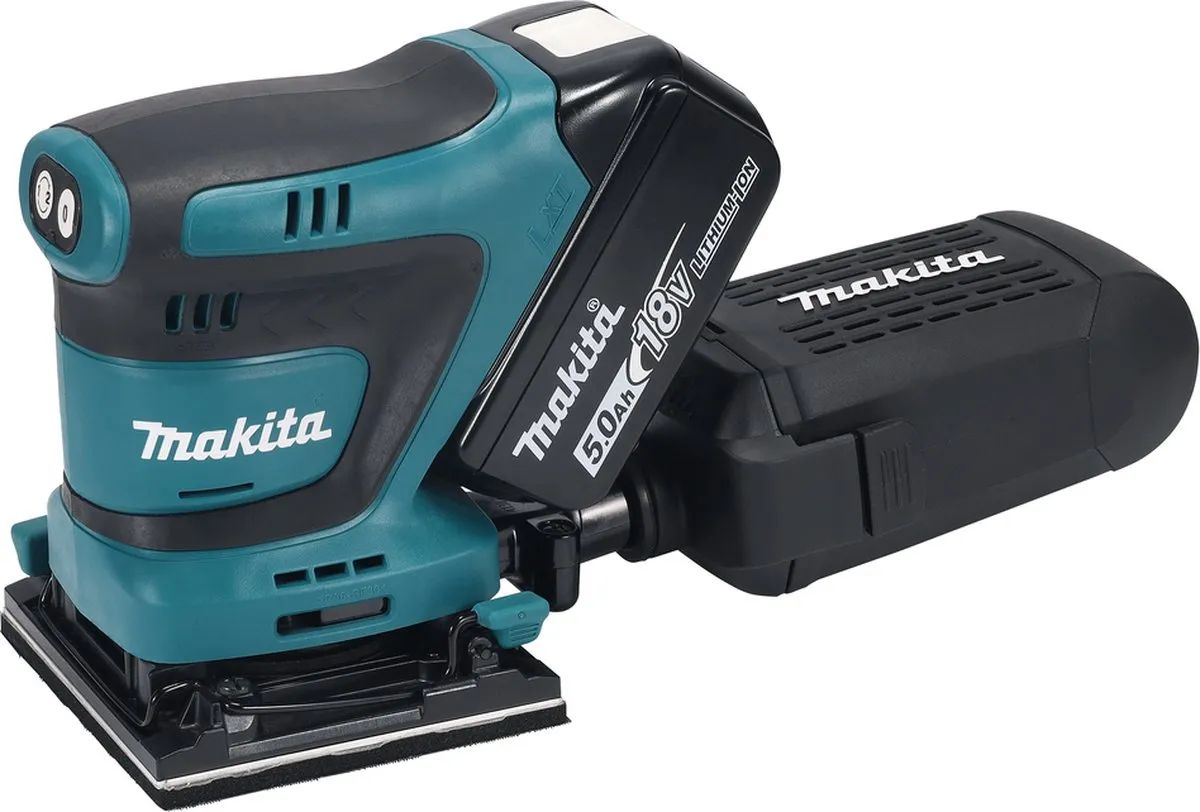 Makita DBO481RTJ Handpalm Vlakschuurmachine 18V - 2x Accu 5.0Ah