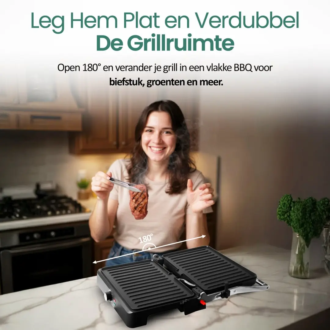Emerio CG-130859 Contactgrill - 2200W - 2 Platen - Zwart/RVS