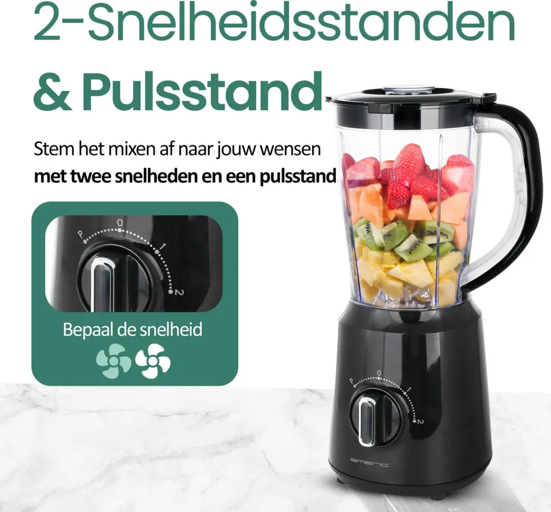 Emerio Blender BL-124816.8 1.5L - 500W - Zwart - afbeelding 6 van 6