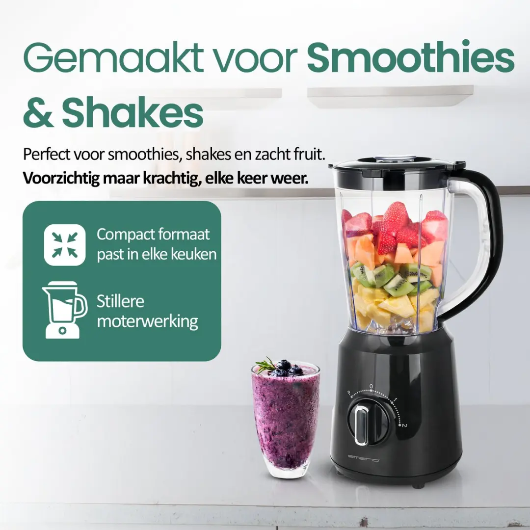 Emerio Blender BL-124816.8 1.5L - 500W - Zwart