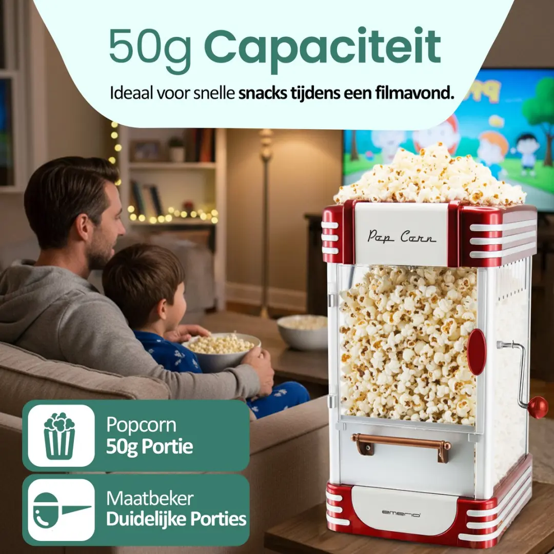 Emerio Popcornmachine POM-120650 - 360W - Rood/Wit