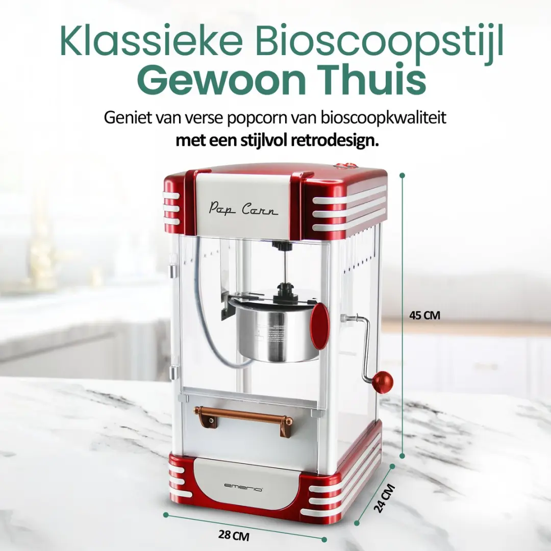 Emerio Popcornmachine POM-120650 - 360W - Rood/Wit - afbeelding 6 van 6