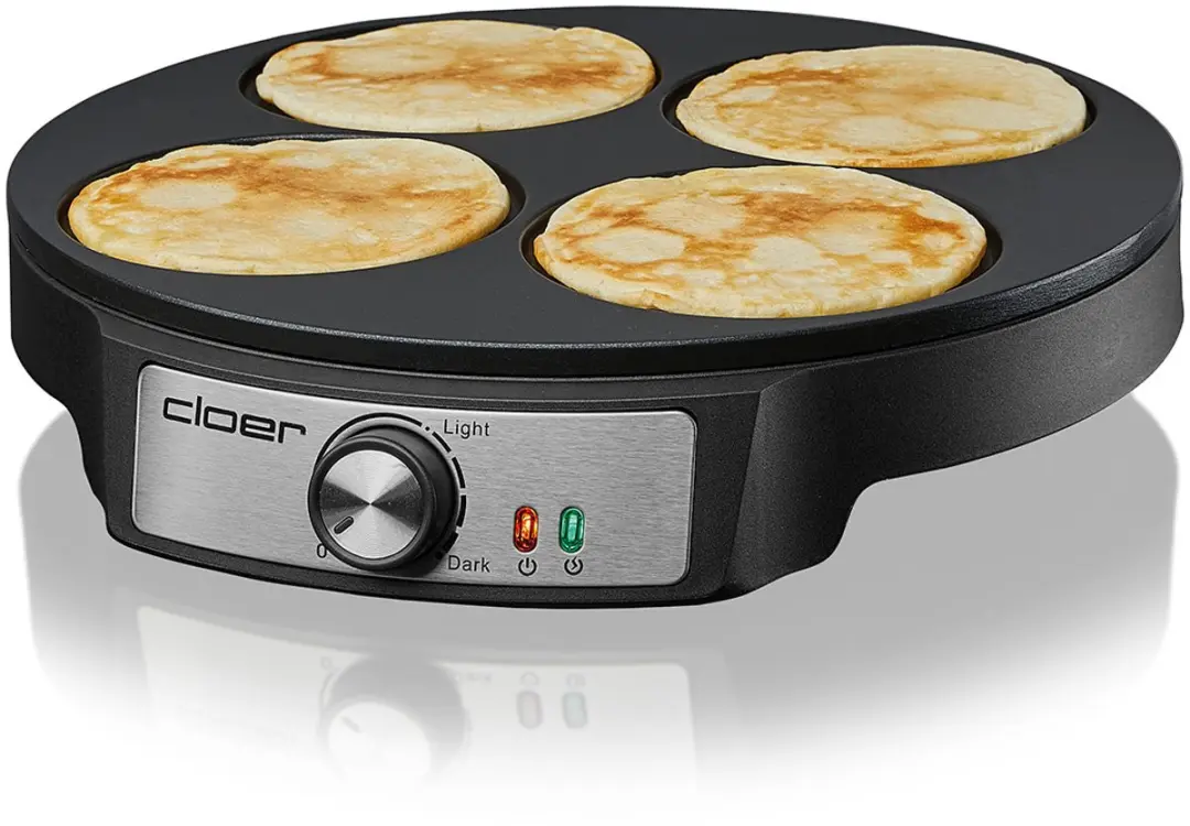 Cloer 6625 Pannenkoekenmaker 1200W - Zwart RVS