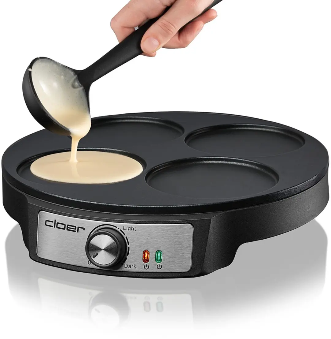Cloer 6625 Pannenkoekenmaker 1200W - Zwart RVS