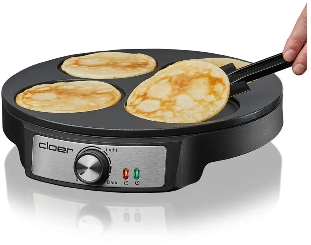 Cloer 6625 Pannenkoekenmaker 1200W - Zwart RVS