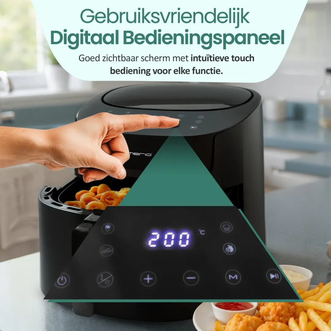 Emerio Airfryer XL AF-129622.1 1800W - 7,2L - 10 Programma's - Zwart - afbeelding 6 van 6