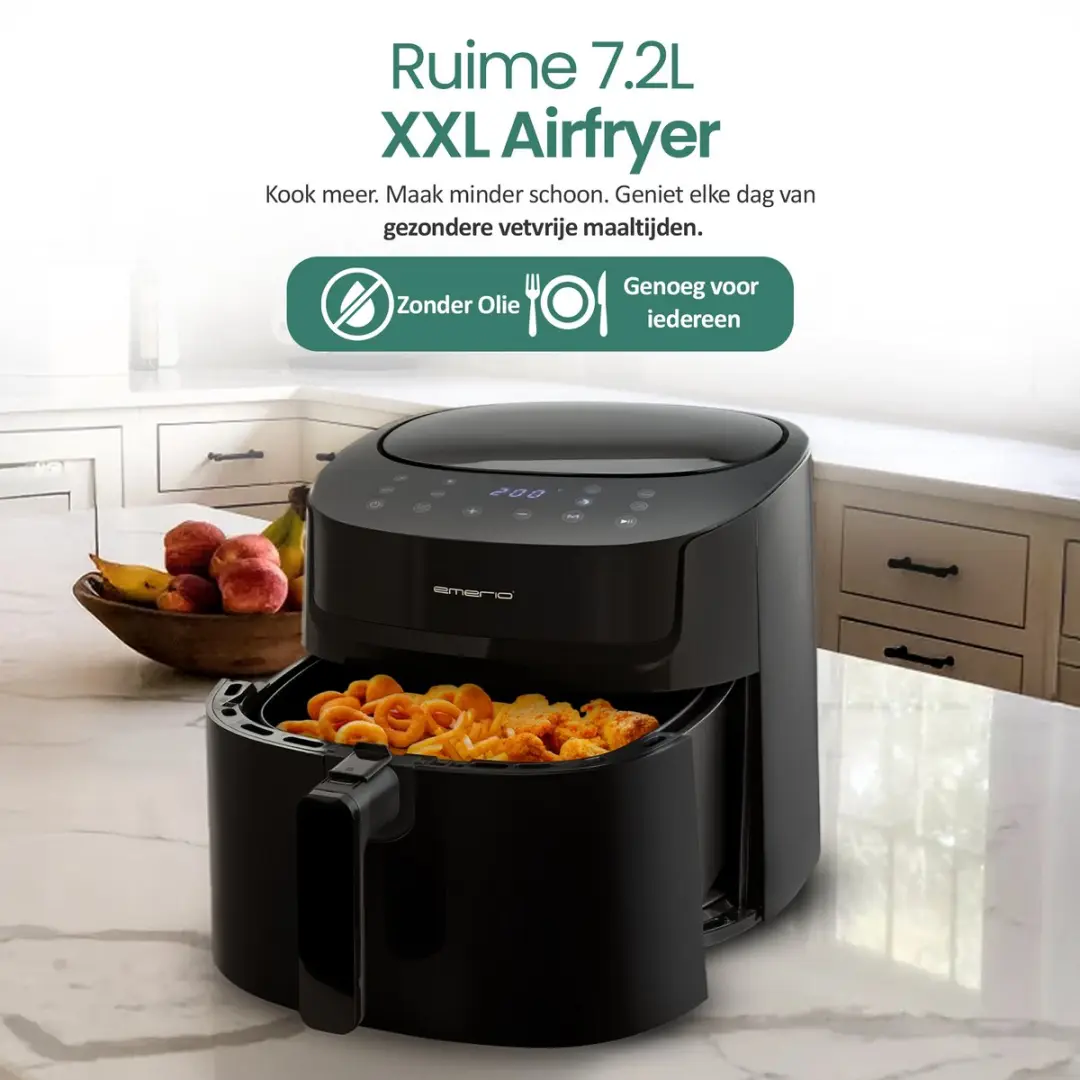 Emerio Airfryer XL AF-129622.1 1800W - 7,2L - 10 Programma's - Zwart