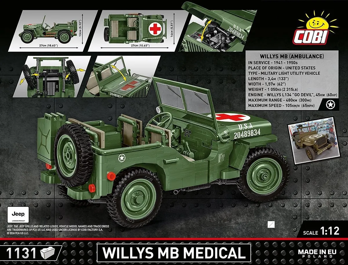 Cobi Willys MB 1:12 Bouwset - 1131 Stukken - Meerkleurig - afbeelding 6 van 6