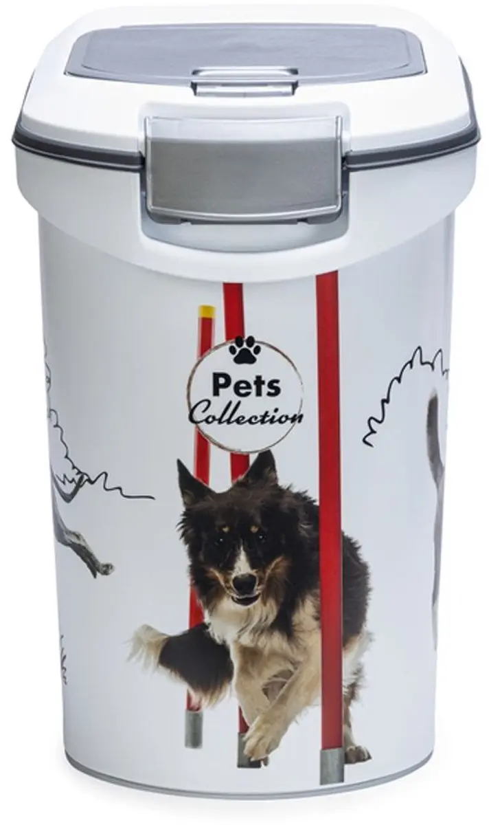 Curver Voedselcontainer Hond 35L - 12KG - 28x49x43cm - Wit/Grijs