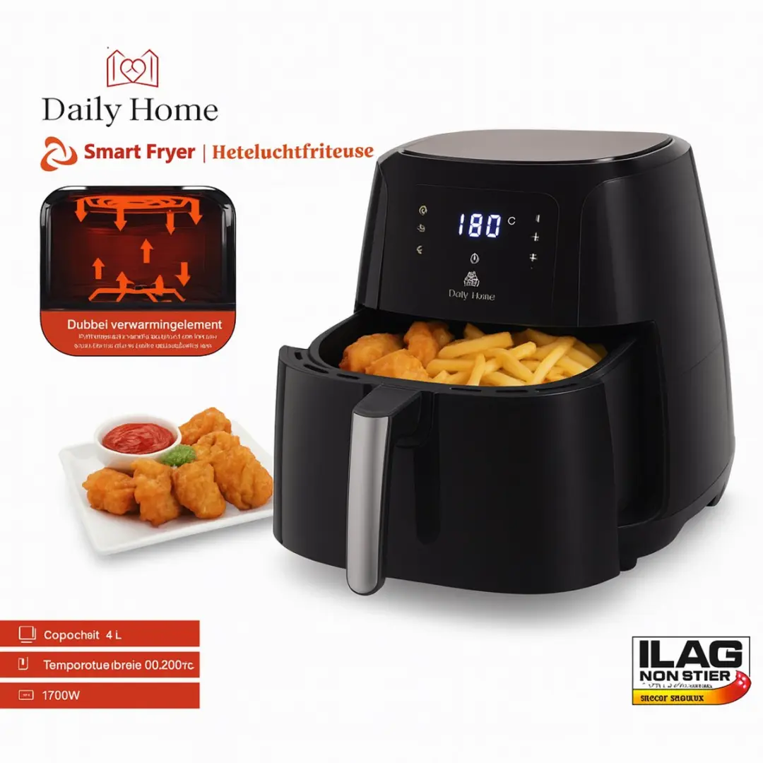 Daily Home Heteluchtfriteuse 6L - 1700W - Zwart