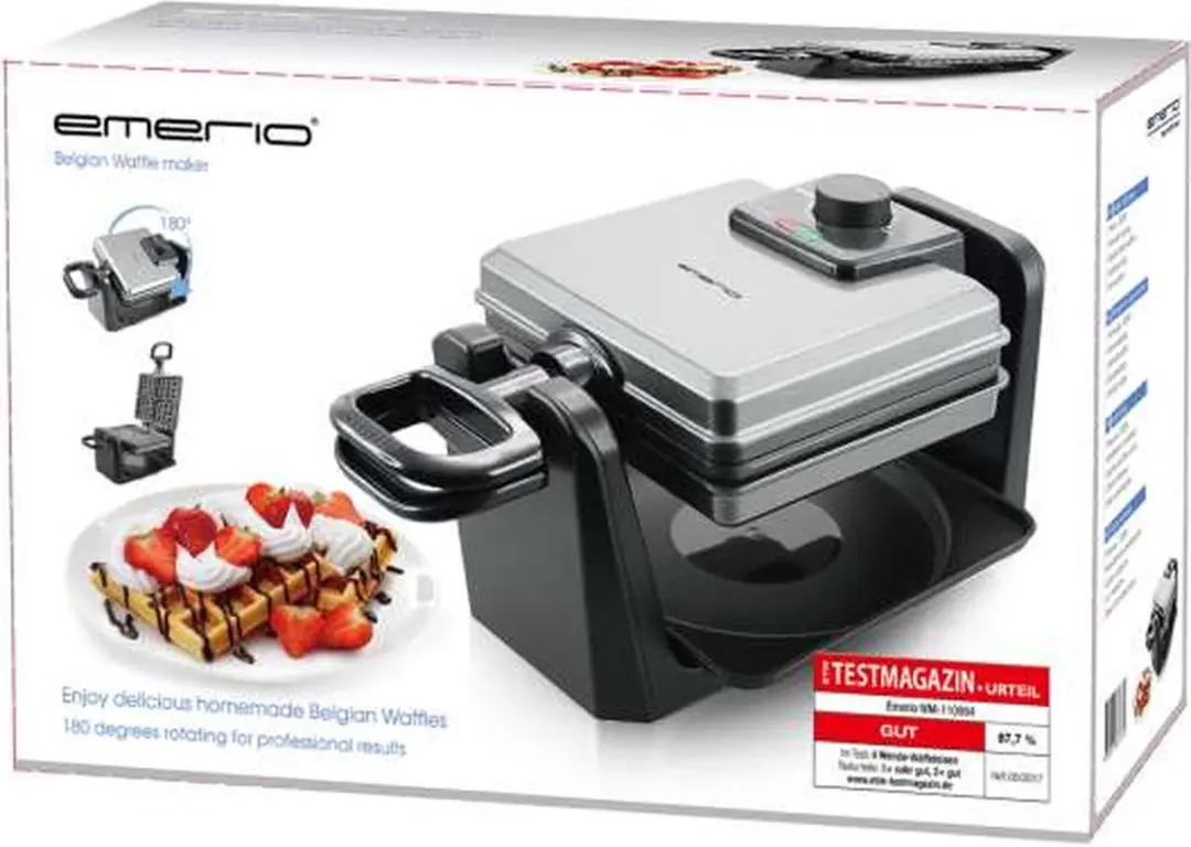Emerio WM-110984 Wafelijzer 1000W - 2 Platen - Zwart/Zilver