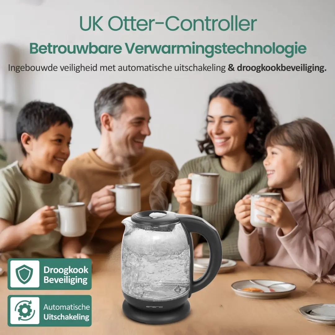 Emerio Waterkoker WK-119255.5 2200W - 1,7L - Zwart/Glas