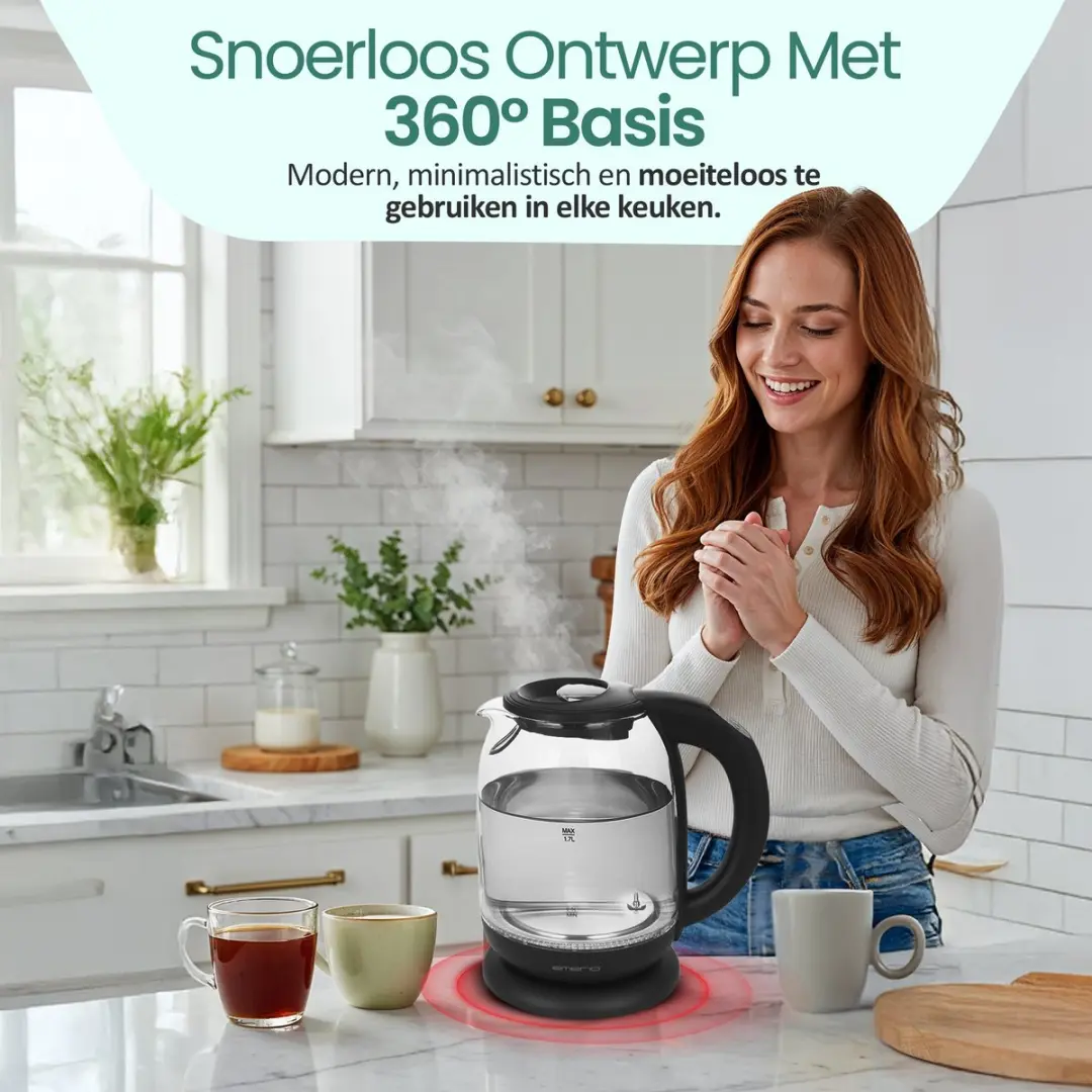Emerio Waterkoker WK-119255.5 2200W - 1,7L - Zwart/Glas