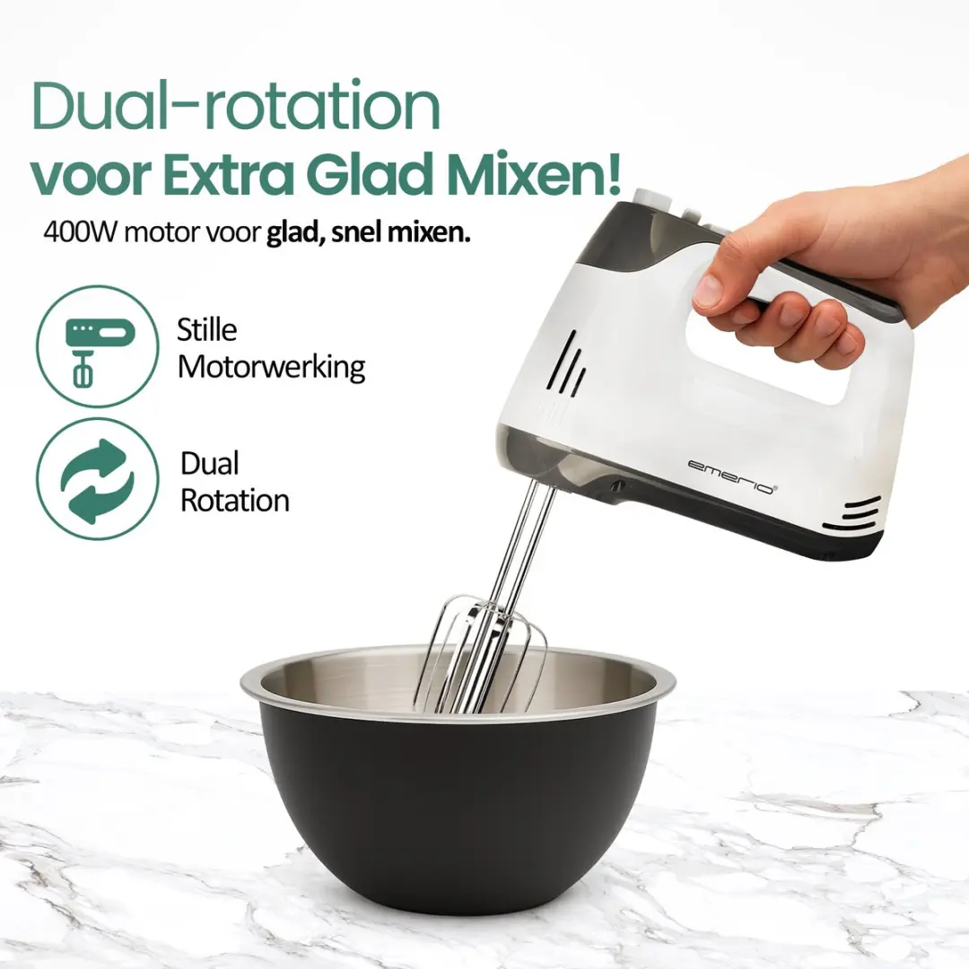 Emerio HM-130365 Handmixer 250W - 6 Snelheden - Wit/Grijs