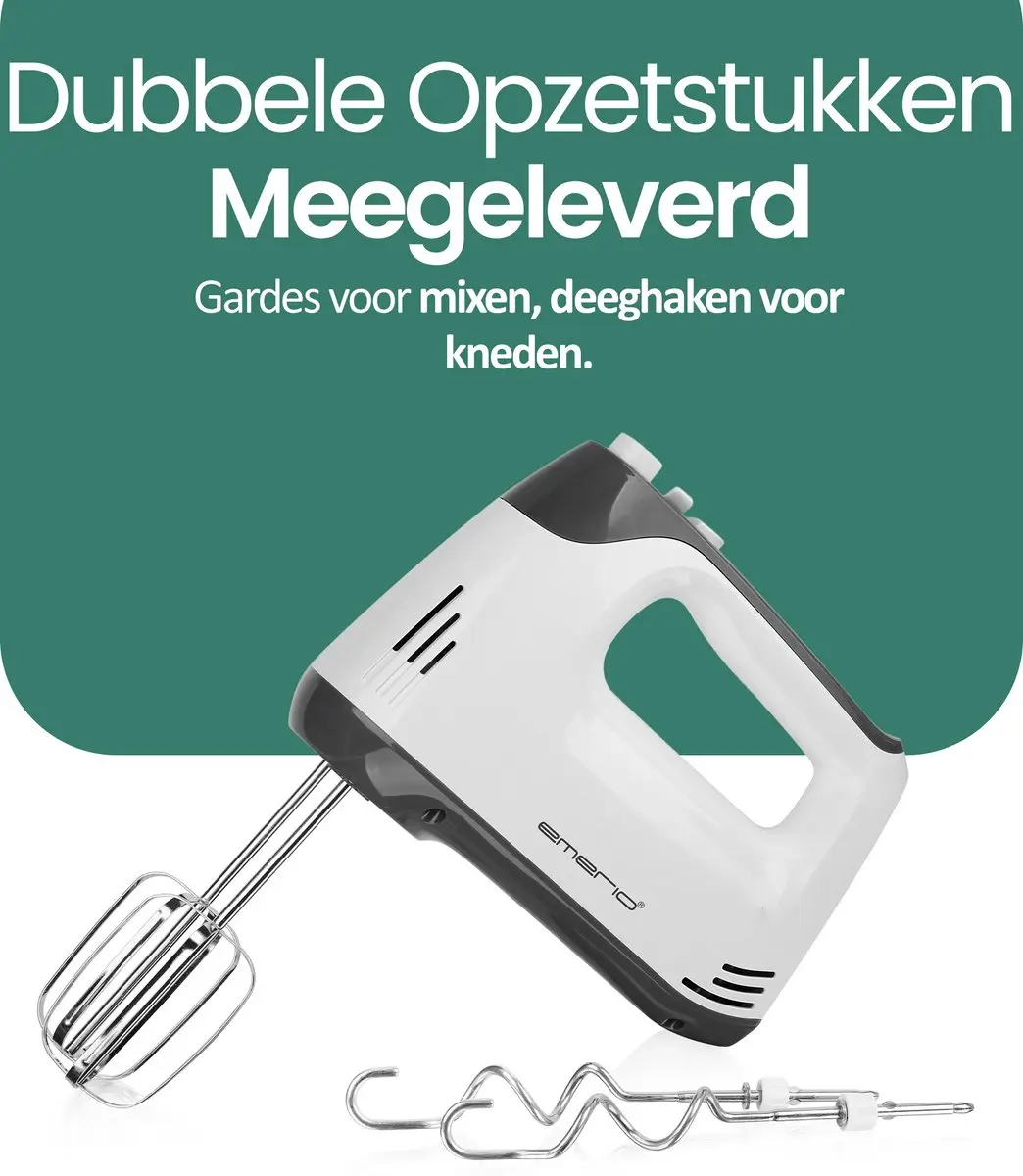 Emerio HM-130365 Handmixer 250W - 6 Snelheden - Wit/Grijs - afbeelding 6 van 6