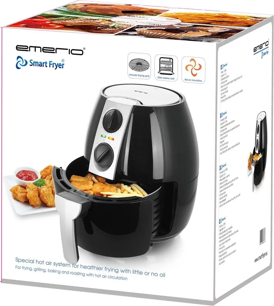 Emerio AF-116073 Smart Fryer 1500W - 4,5L - Zwart/Zilver