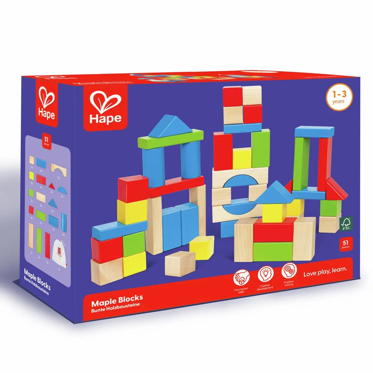 Hape Houten Blokken 301405 - Veelkleurig