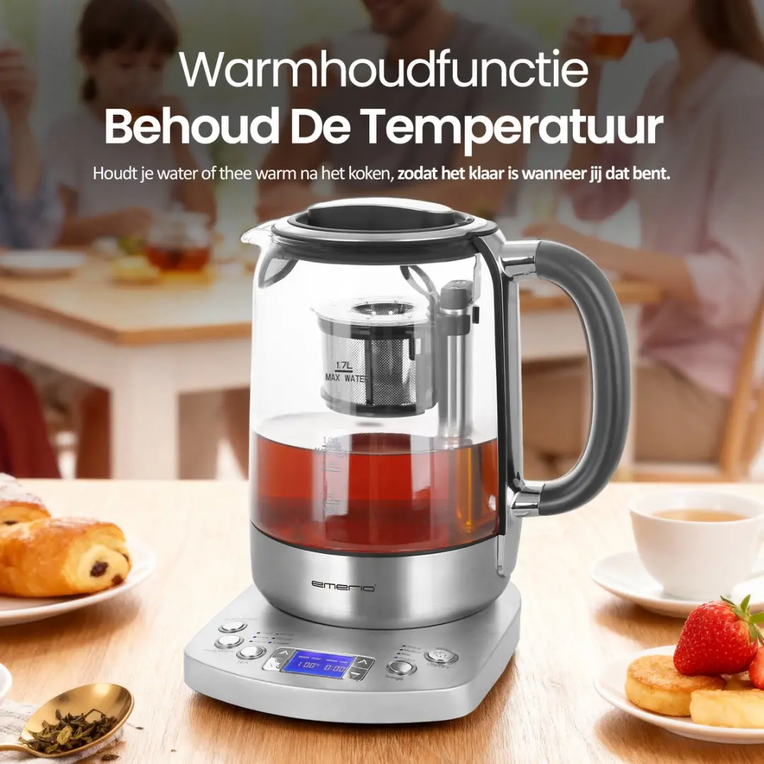 Emerio WK-122248 Glazen Waterkoker 2200W - 1,7L - Zwart