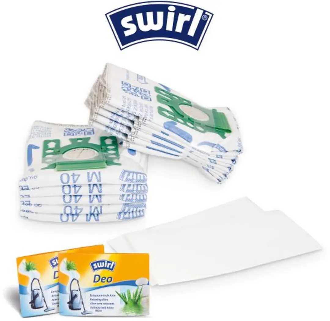 Swirl M40 Stofzuigerzakken - 10 Stuks + 2 Filters + 2 Deo - o.a. Miele
