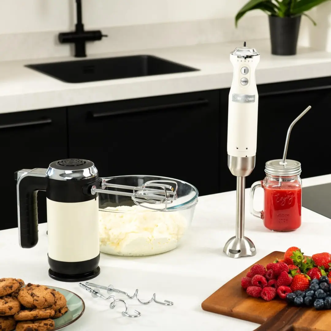 Westinghouse Retro 6-delige Set - Handmixer, Staafmixer, Blender 1,5L & Waterkoker 1,7L
