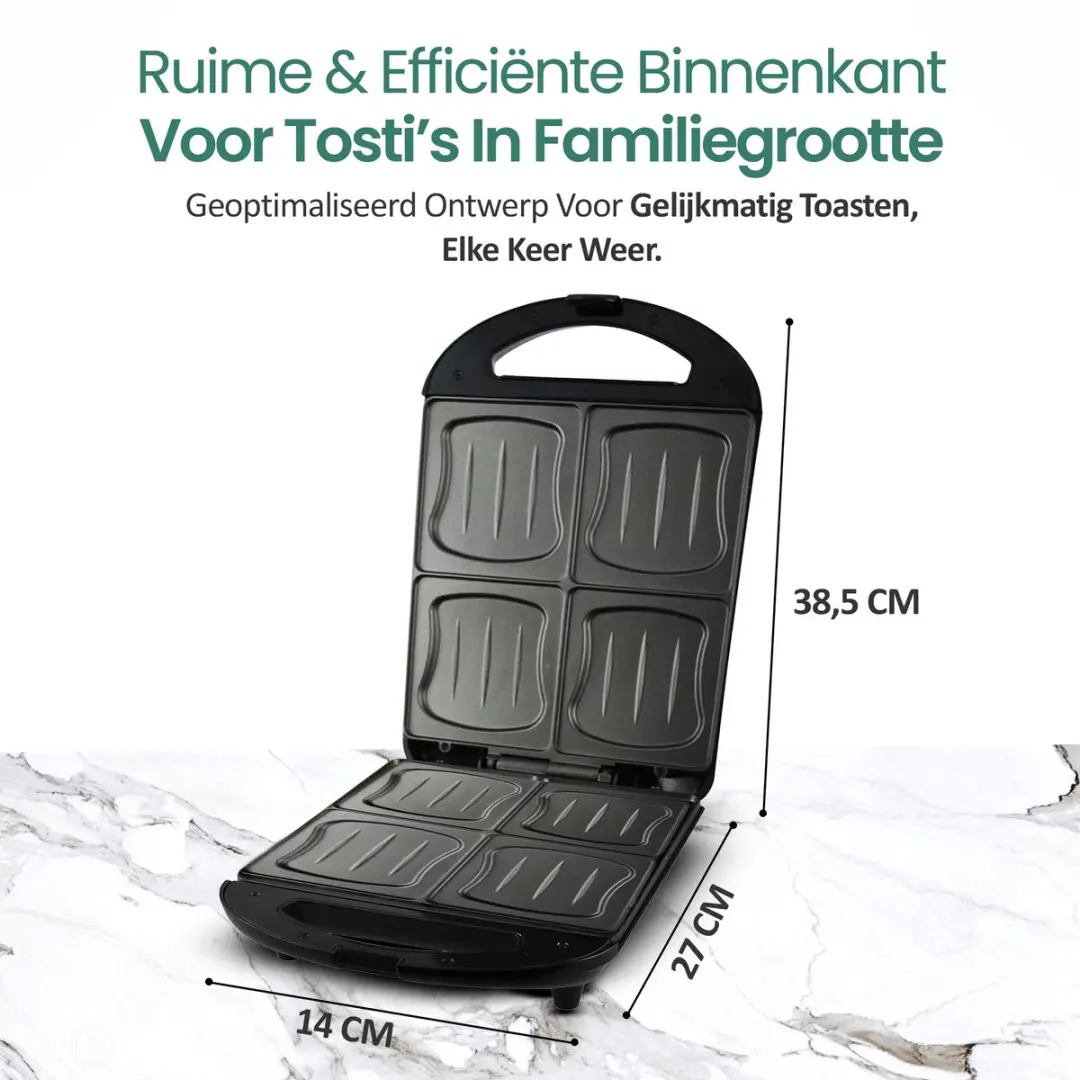 Emerio ST-111153.4 Tostiapparaat XXL - 4 Tosti's - 1300W - Zwart - afbeelding 6 van 6